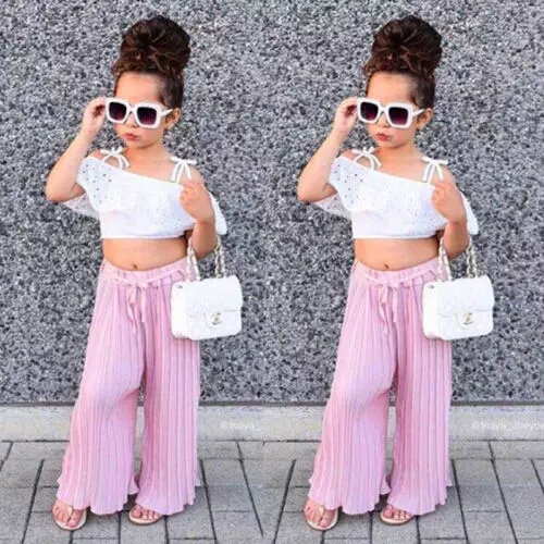 White Crop Top With Pink Bottom