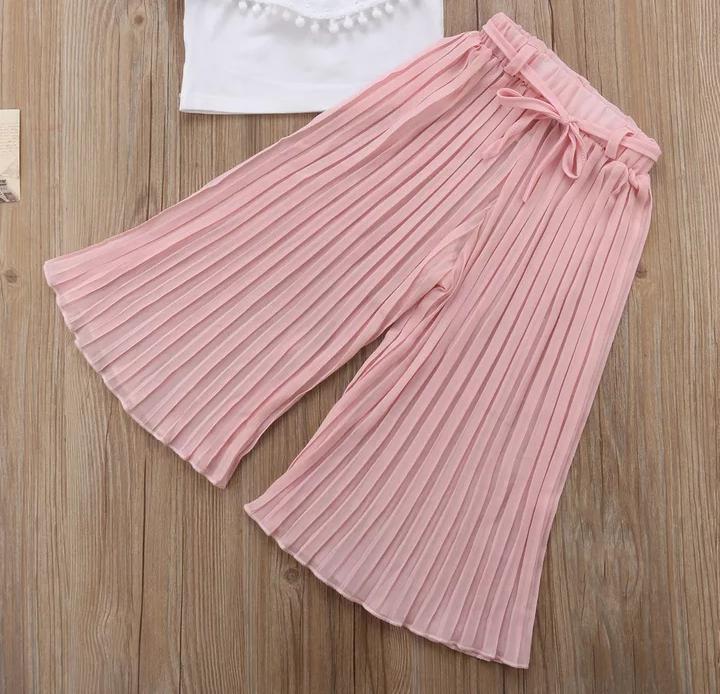 White Crop Top With Pink Bottom