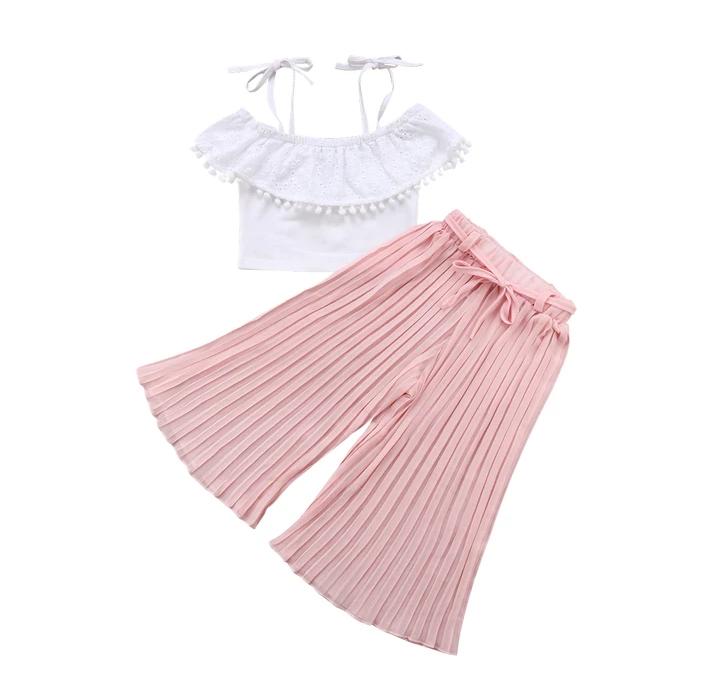 White Crop Top With Pink Bottom