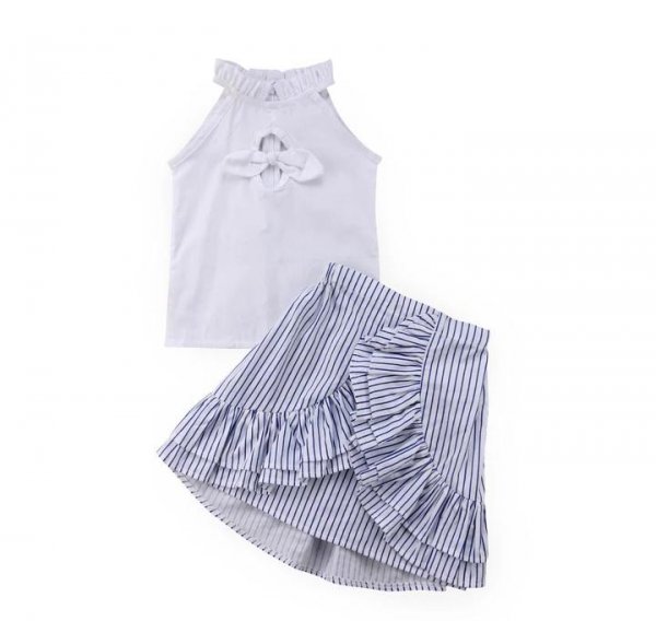 Image of White Neck Top &amp; Stylish Skirt