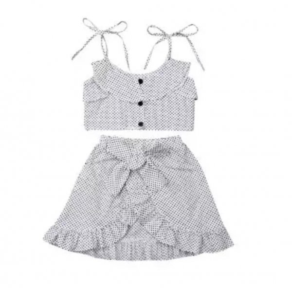 Image of White Skirt Set in Cotton