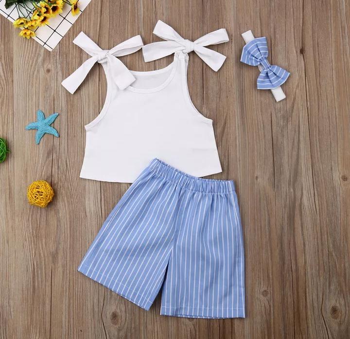 White Top & Blue Bottom With Headband