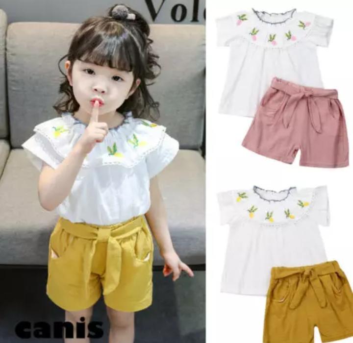 White Top with Yellow Shorts