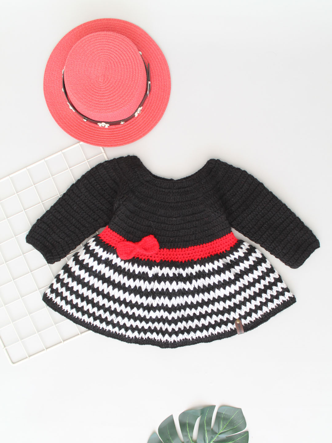 Winter Party Dress for Baby Girl - Black and Red