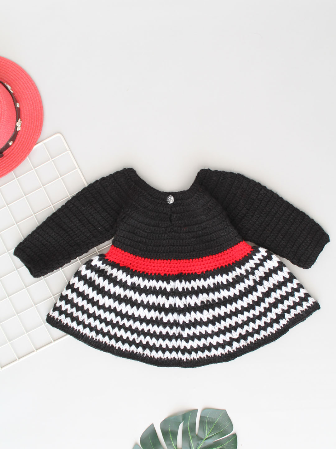 Winter Party Dress for Baby Girl - Black and Red