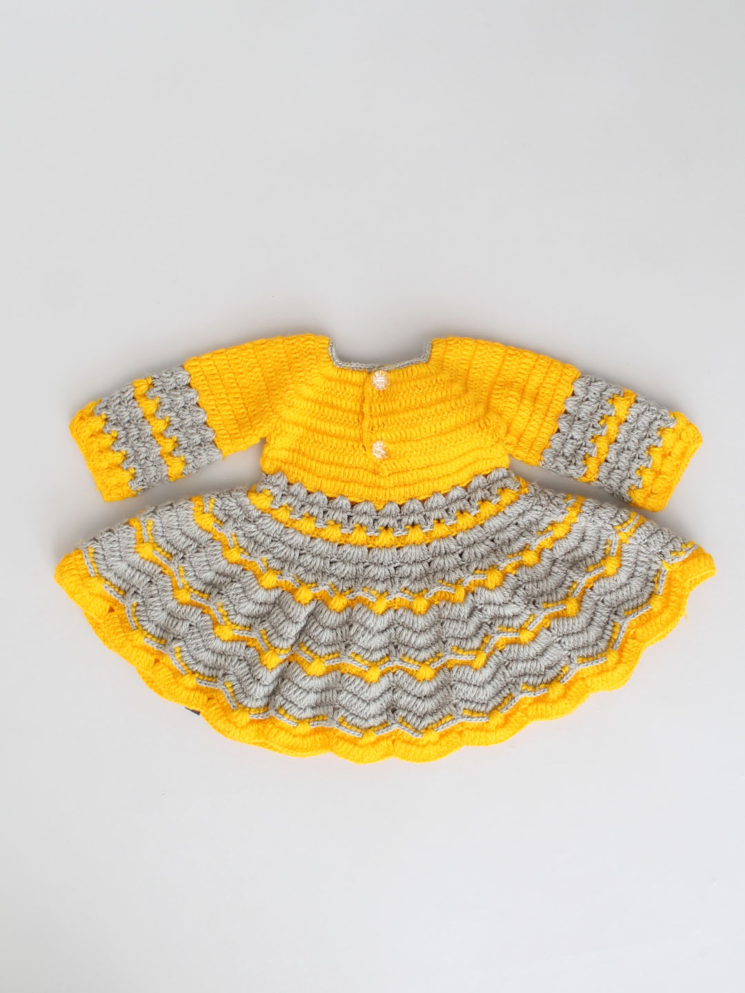 Winterwear Woollen Party Frock for Baby Girl - Bright Yellow