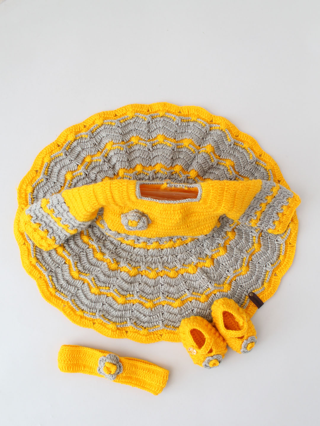 Winterwear Woollen Party Frock for Baby Girl - Bright Yellow