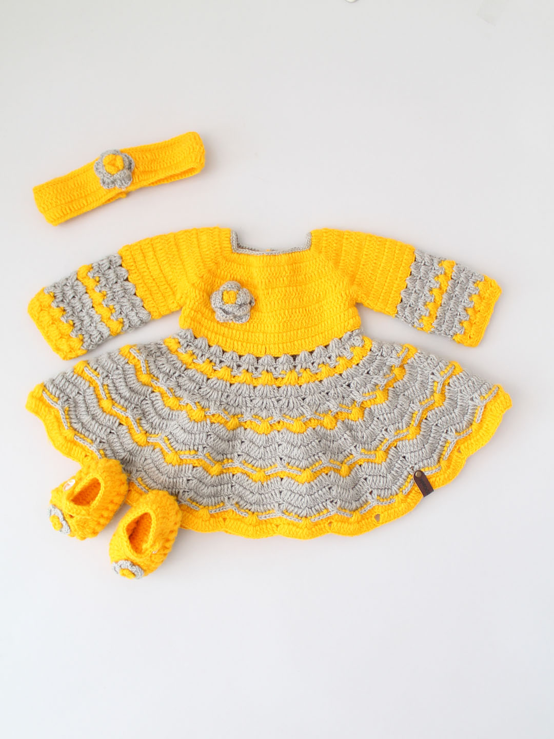 Winterwear Woollen Party Frock for Baby Girl - Bright Yellow