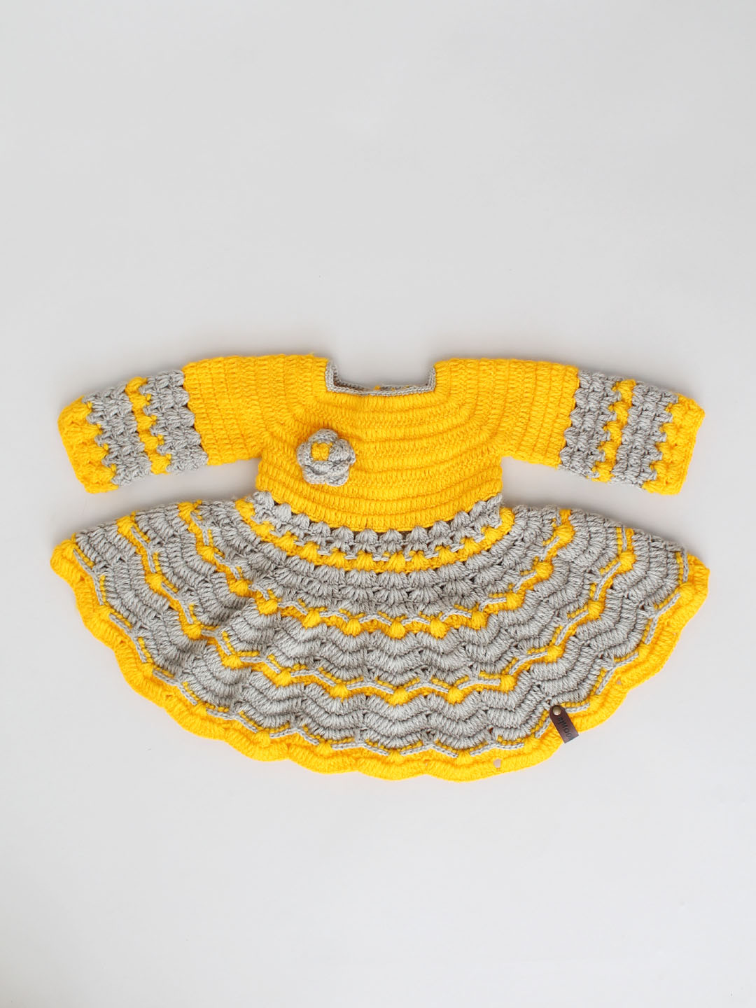 Winterwear Woollen Party Frock for Baby Girl - Bright Yellow