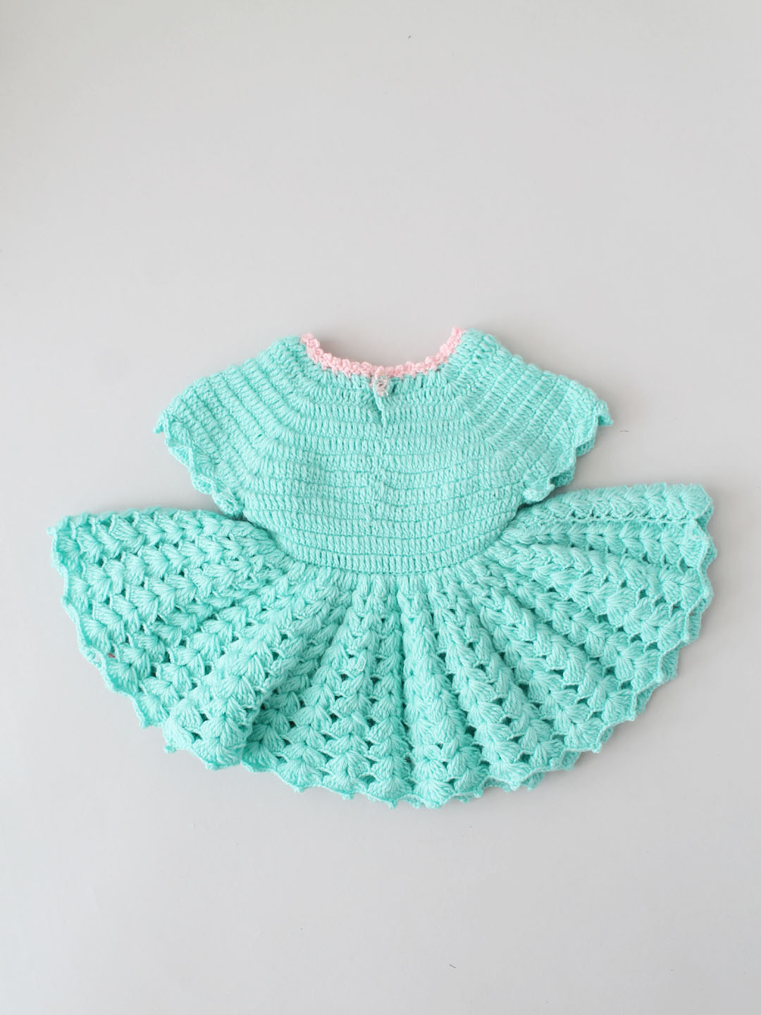 Woollen Frock Set for Newborn with Cap Booties & Bag - Green