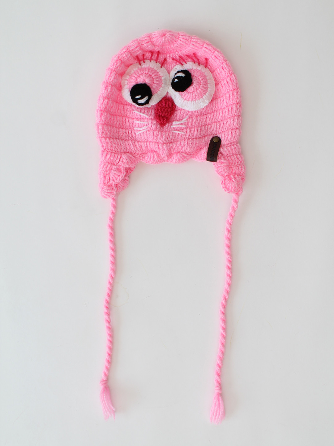 Woonie Birds Applique Handmade Crochet Beanie - Pink