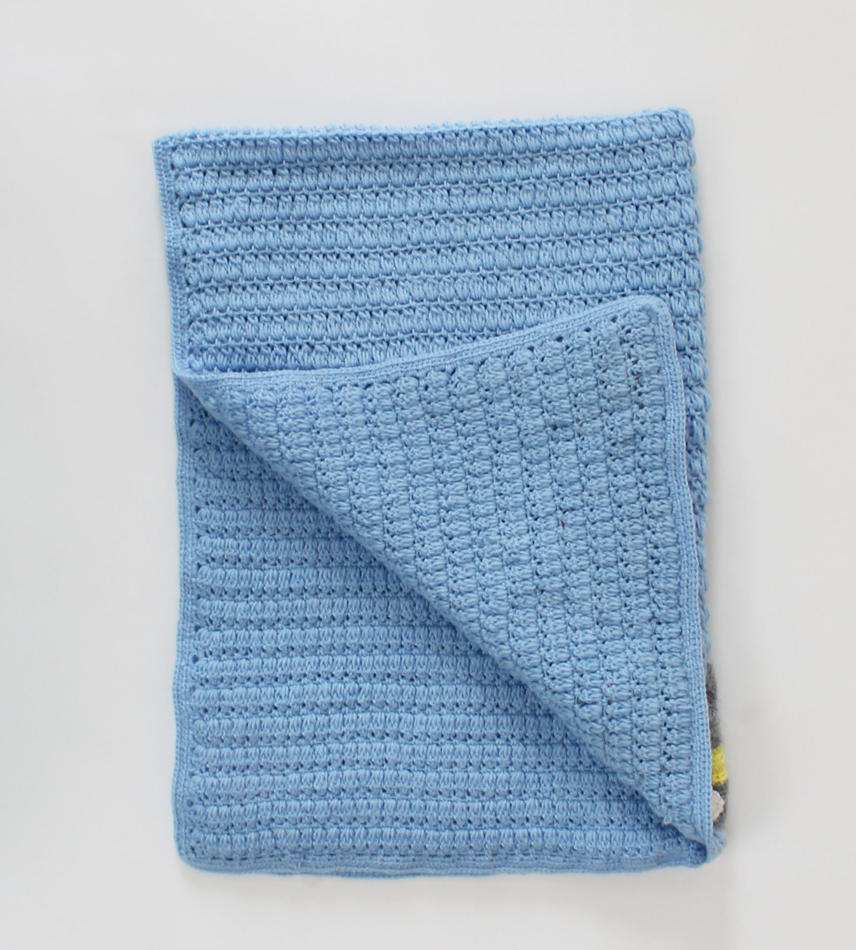 Woonie Blue Bunnies Handmade Crochet Pram Blanket for Kids