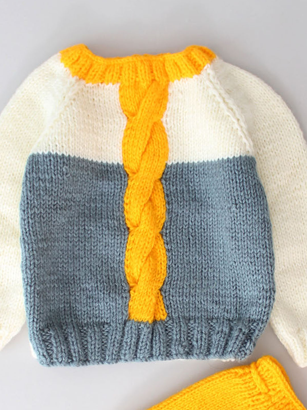 Woonie Cable Knit Sweater and Pants Set - Yellow