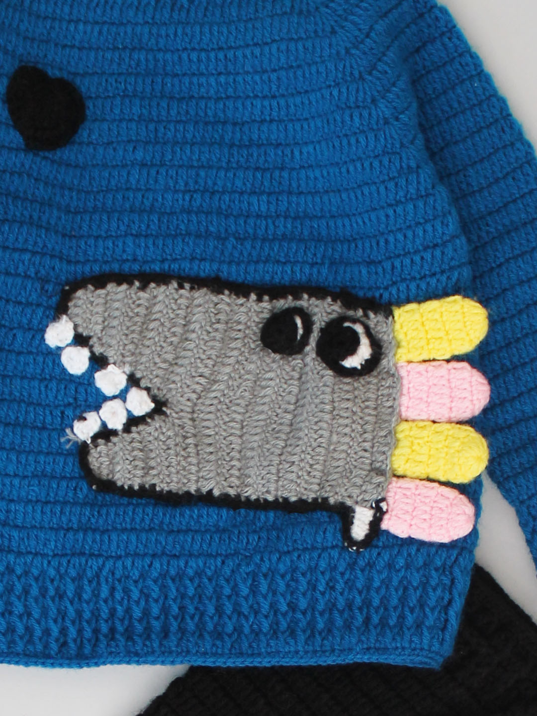 Woonie Crochet Dinosaur Sweater Set for Newborn - Blue