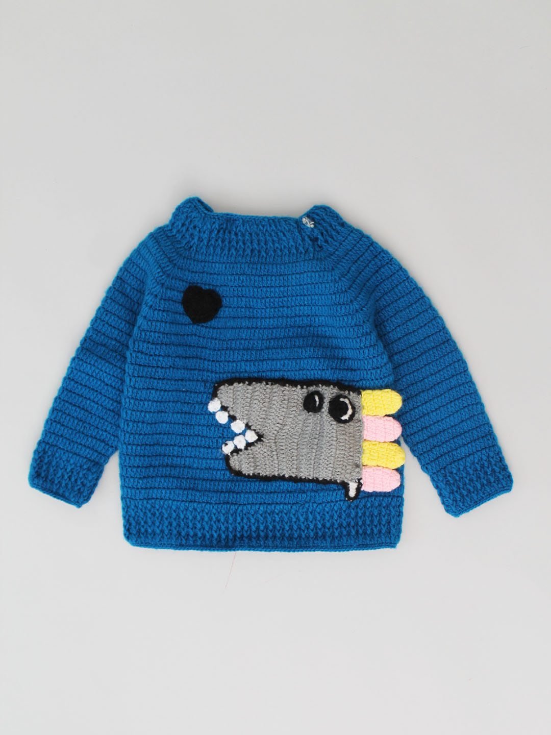 Woonie Crochet Dinosaur Sweater Set for Newborn - Blue