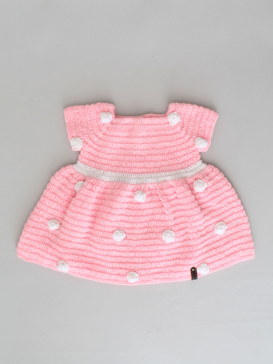 Woonie Crochet Frock with Cap and Booties - Baby Pink