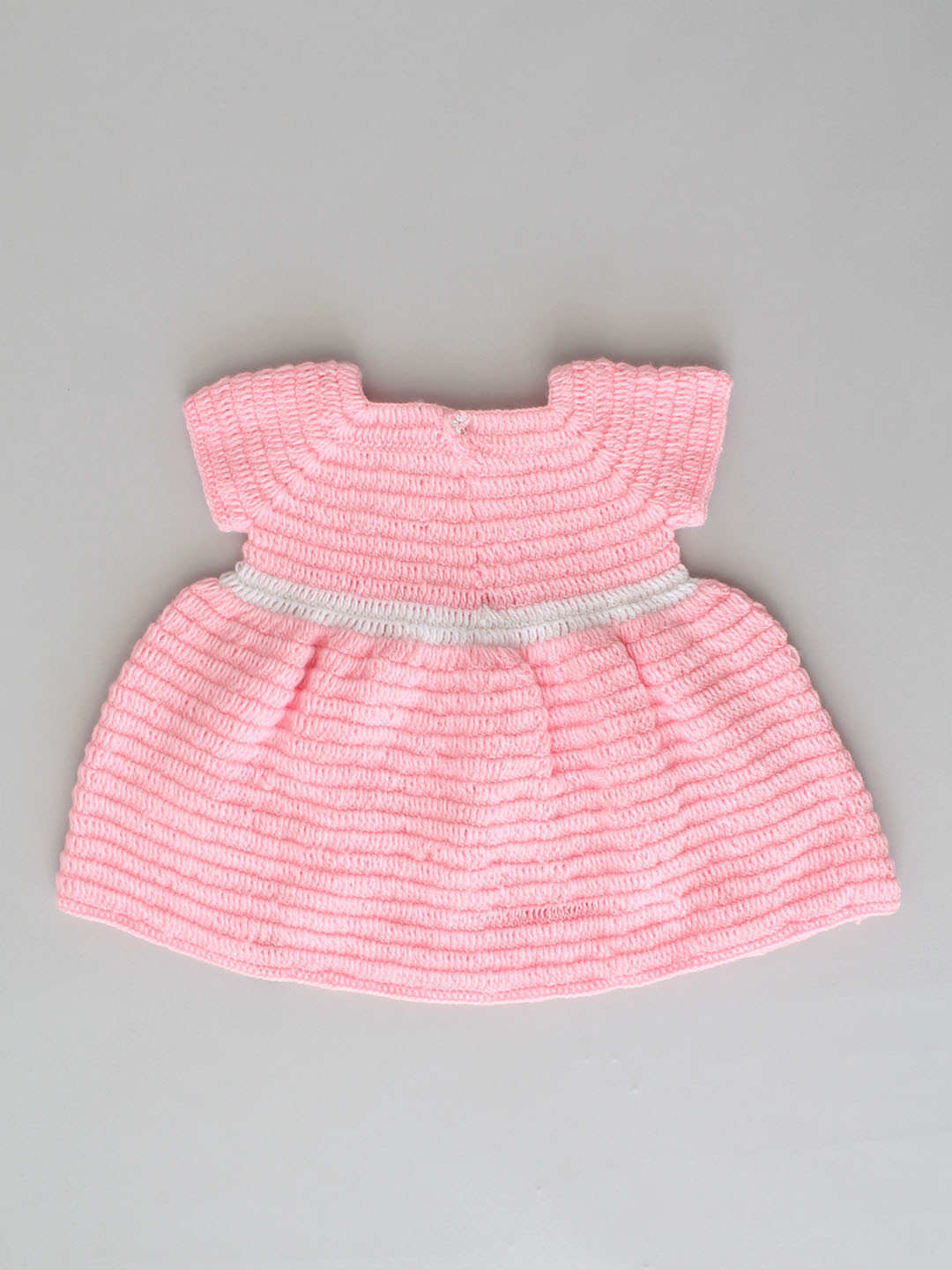 Woonie Crochet Frock with Cap and Booties - Baby Pink