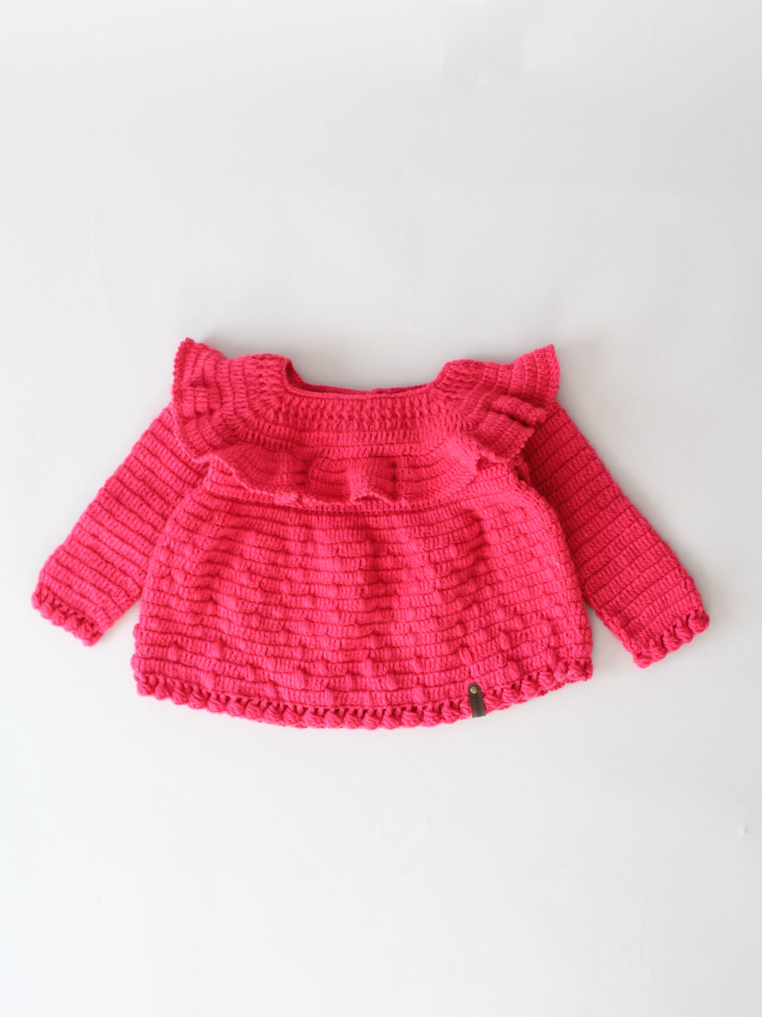 Woonie Crochet Full Sleeves Sweater with Sharara - Pink