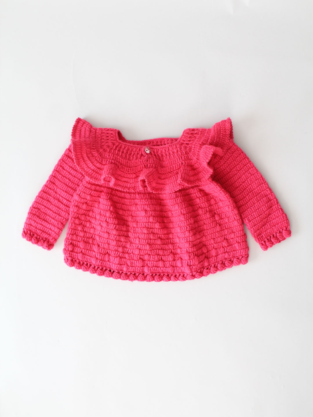 Woonie Crochet Full Sleeves Sweater with Sharara - Pink