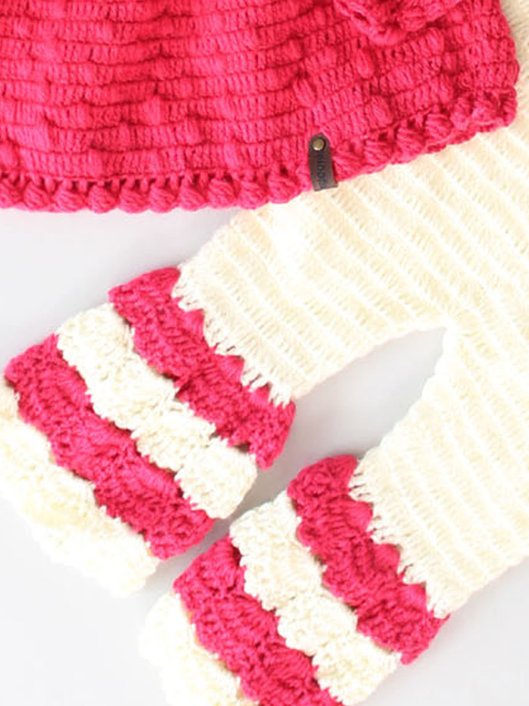 Woonie Crochet Full Sleeves Sweater with Sharara - Pink