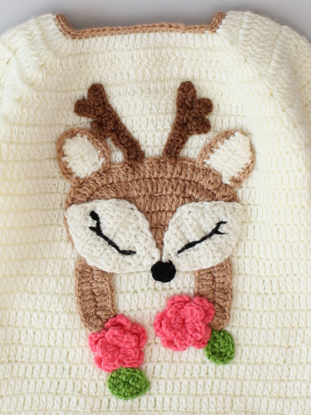 Woonie Crochet Matching Sweater and Pants Set - Cream