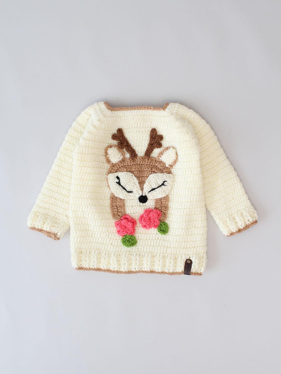 Woonie Crochet Matching Sweater and Pants Set - Cream