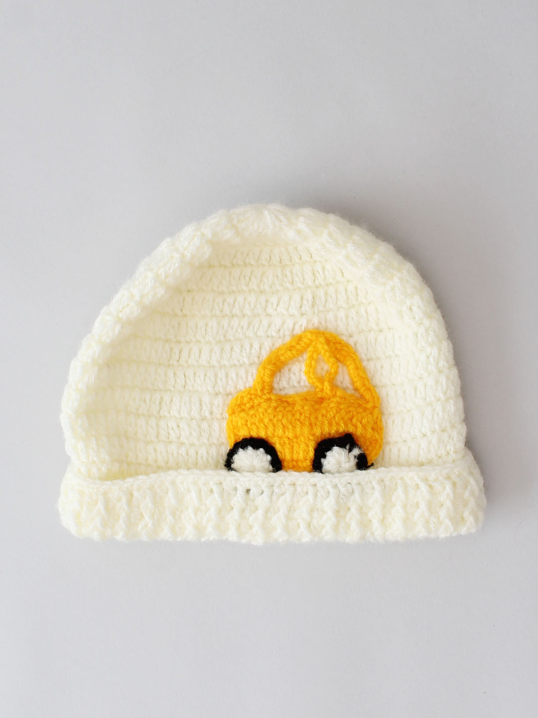 Woonie Crochet Traffic Theme Newborn Sweater Set - Cream