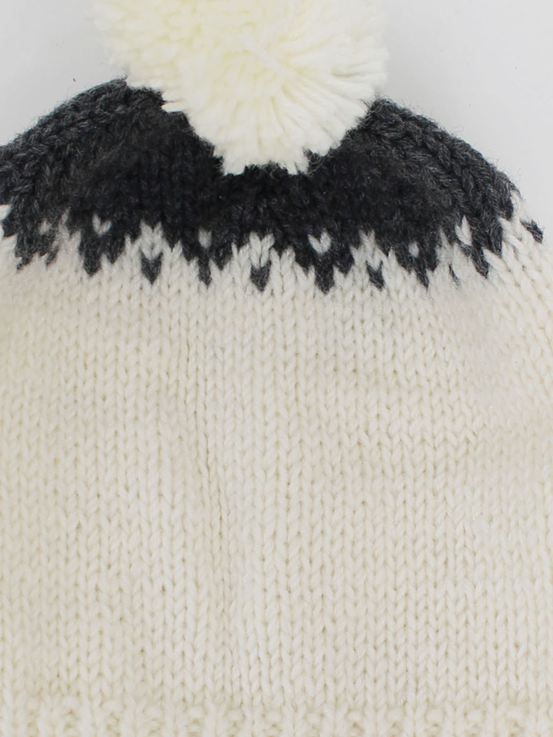 Woonie Fair Isle Handmade Woolen Cap - Cream