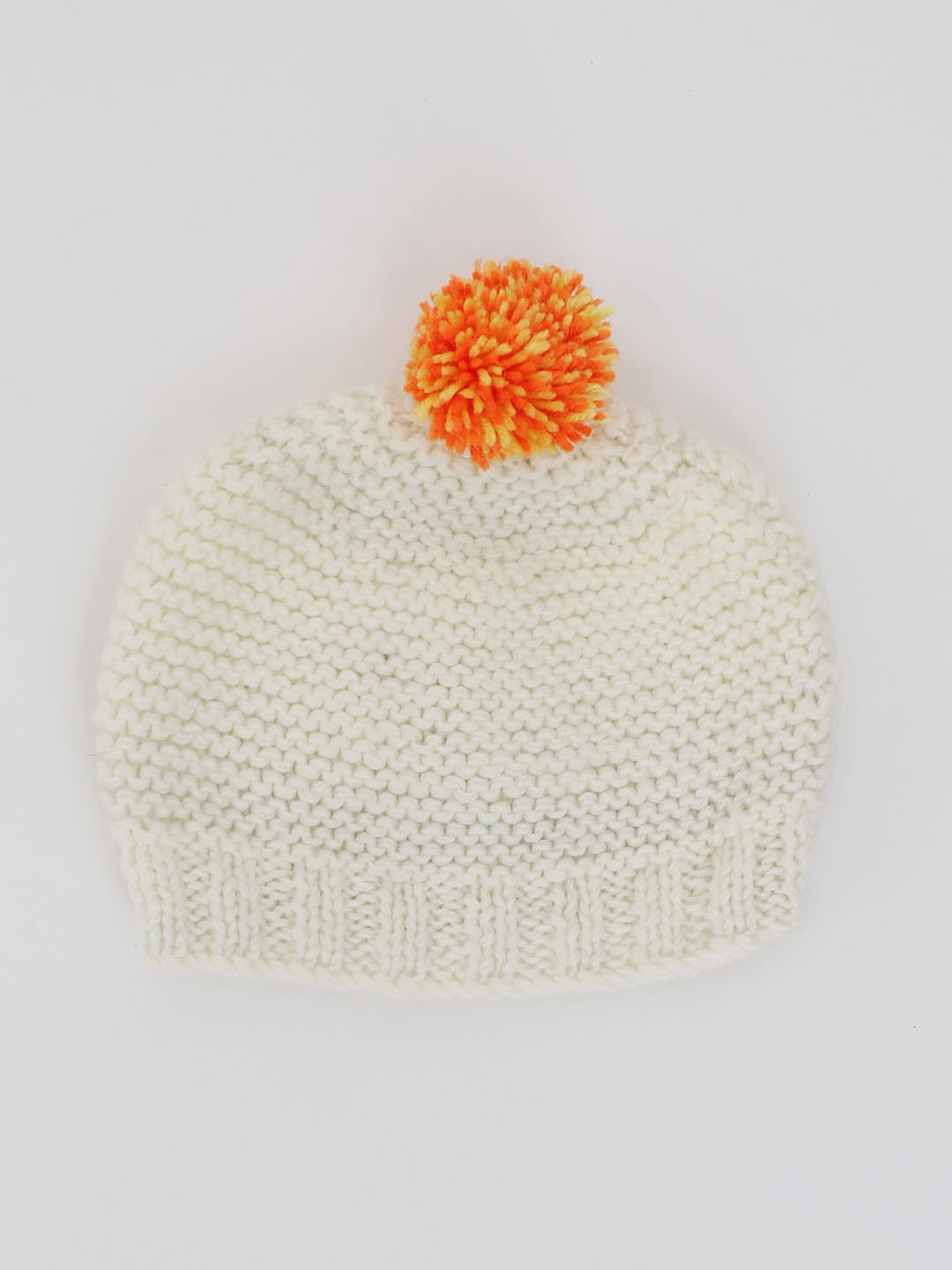 Woonie Hand Knit and Purl Woolen Cap for Infants - Cream