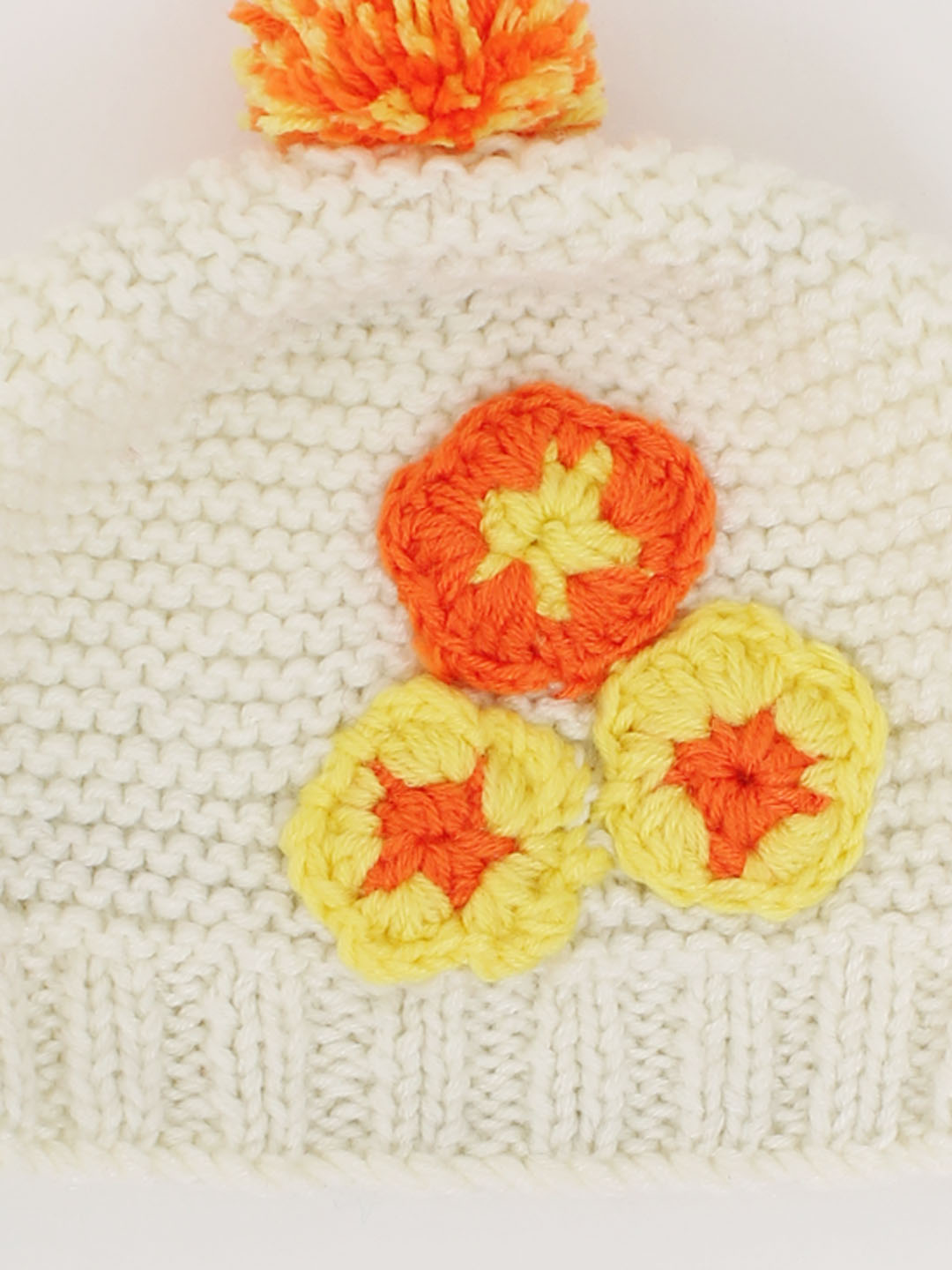 Woonie Hand Knit and Purl Woolen Cap for Infants - Cream
