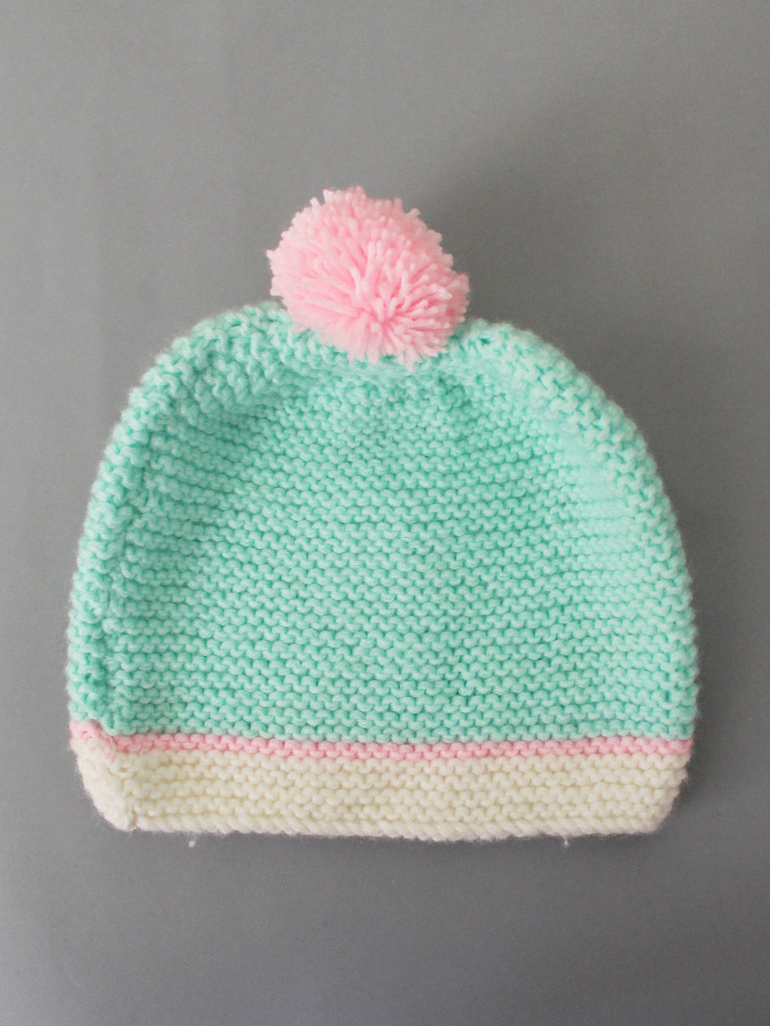 Woonie Handknitted Beanie with Pom Pom - Green