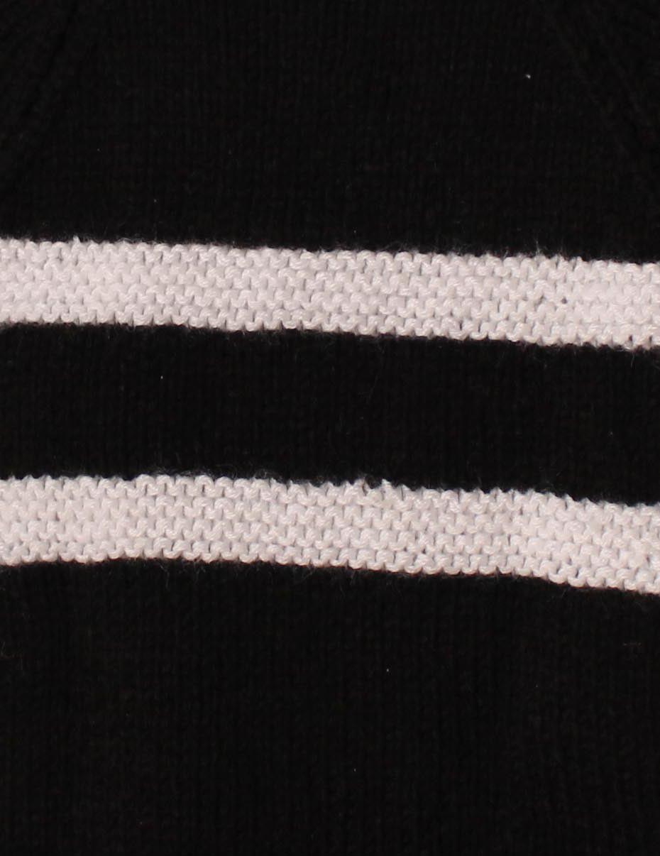 Woonie Handknitted Black and White Striped Cardigan For Kids