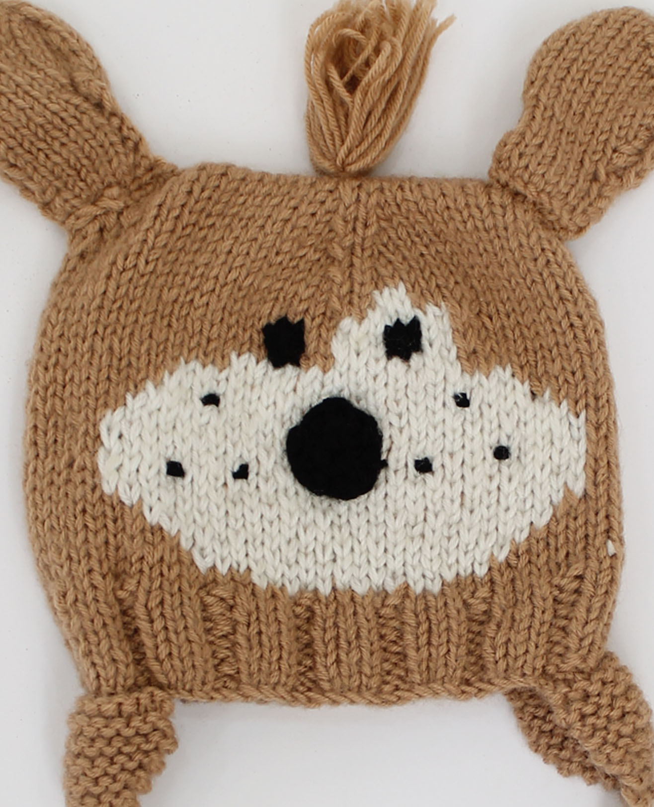 Woonie Handknitted Dog Face Newborn Winter Hat - Brown
