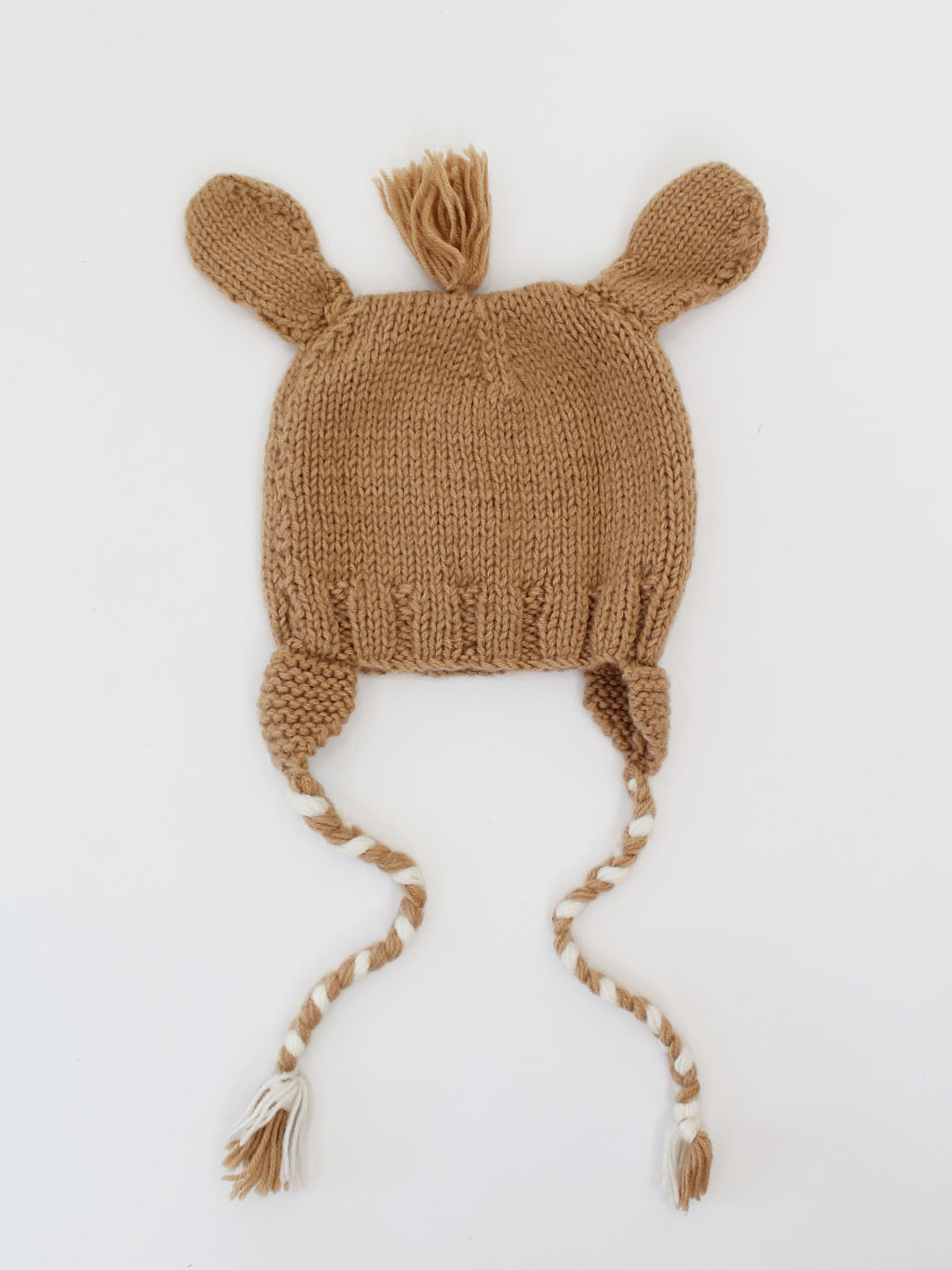 Woonie Handknitted Dog Face Newborn Winter Hat - Brown