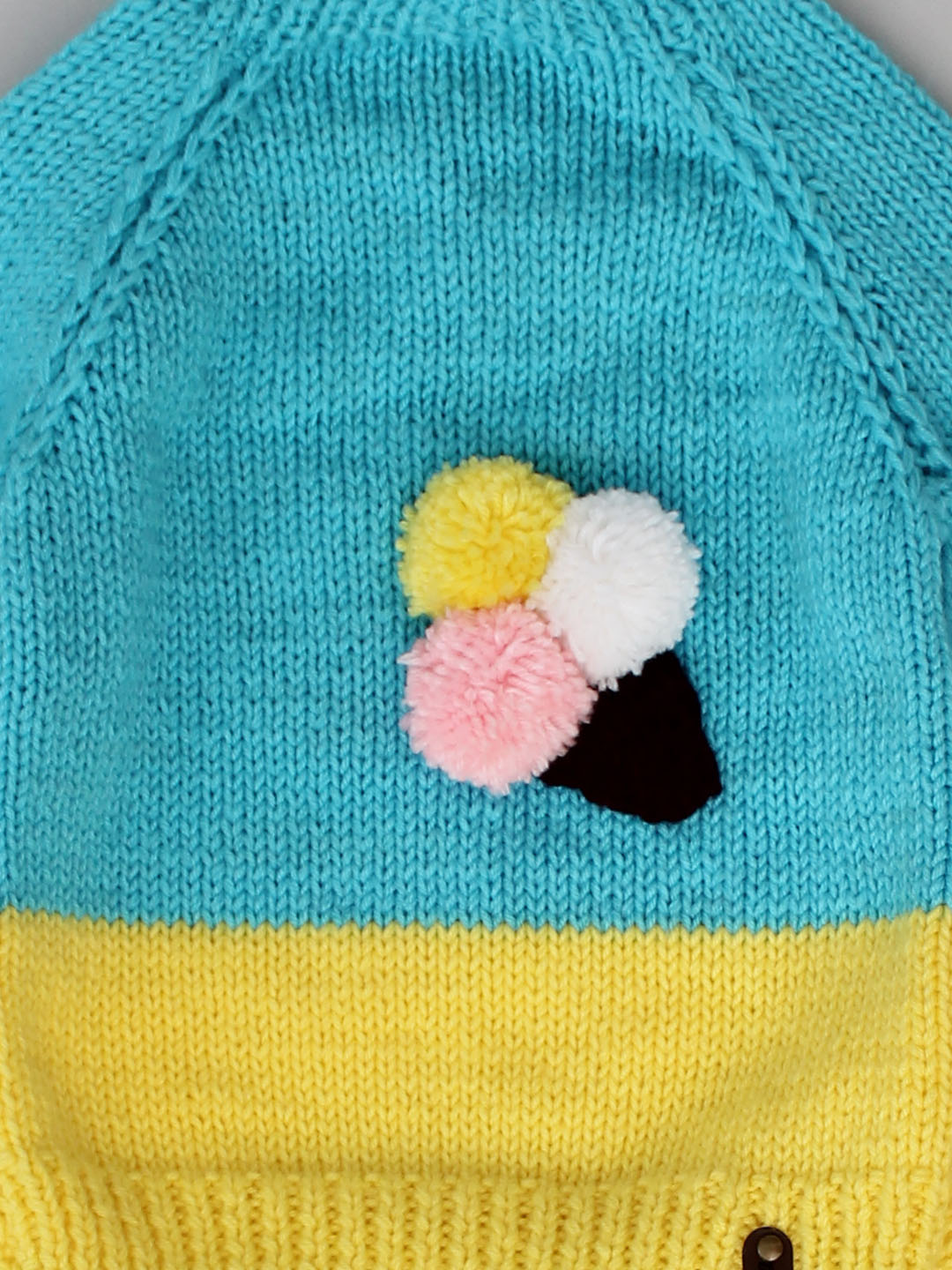 Woonie Handknitted Ice-cream Applique Sweater Pant Set - Blue