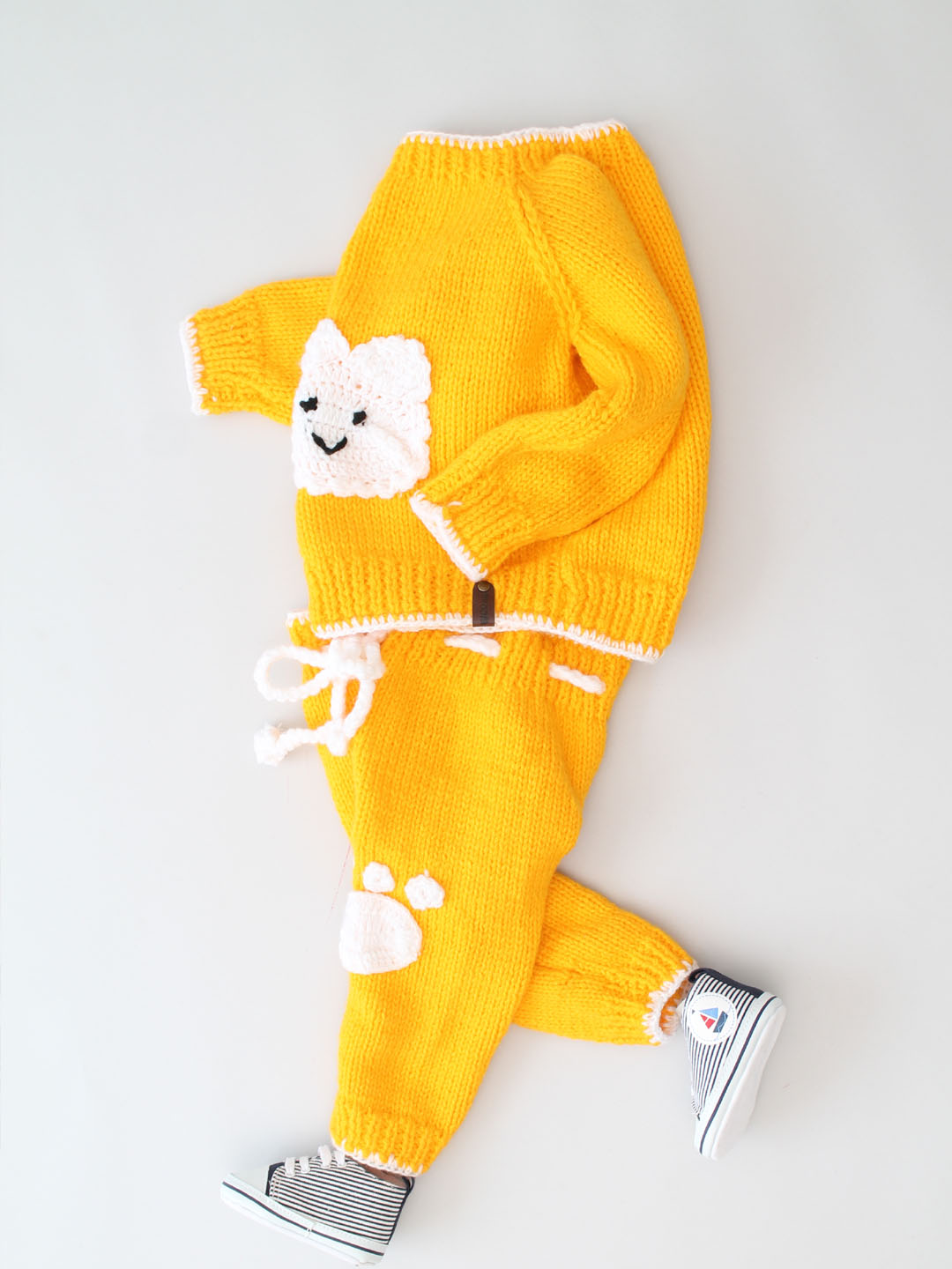 Woonie Handknitted Infant Sweater Set - Yellow