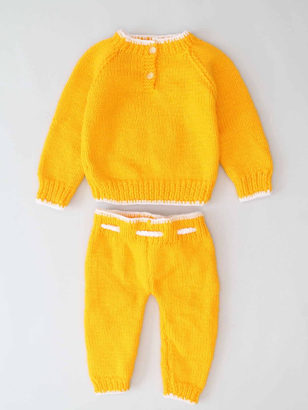 Woonie Handknitted Infant Sweater Set - Yellow