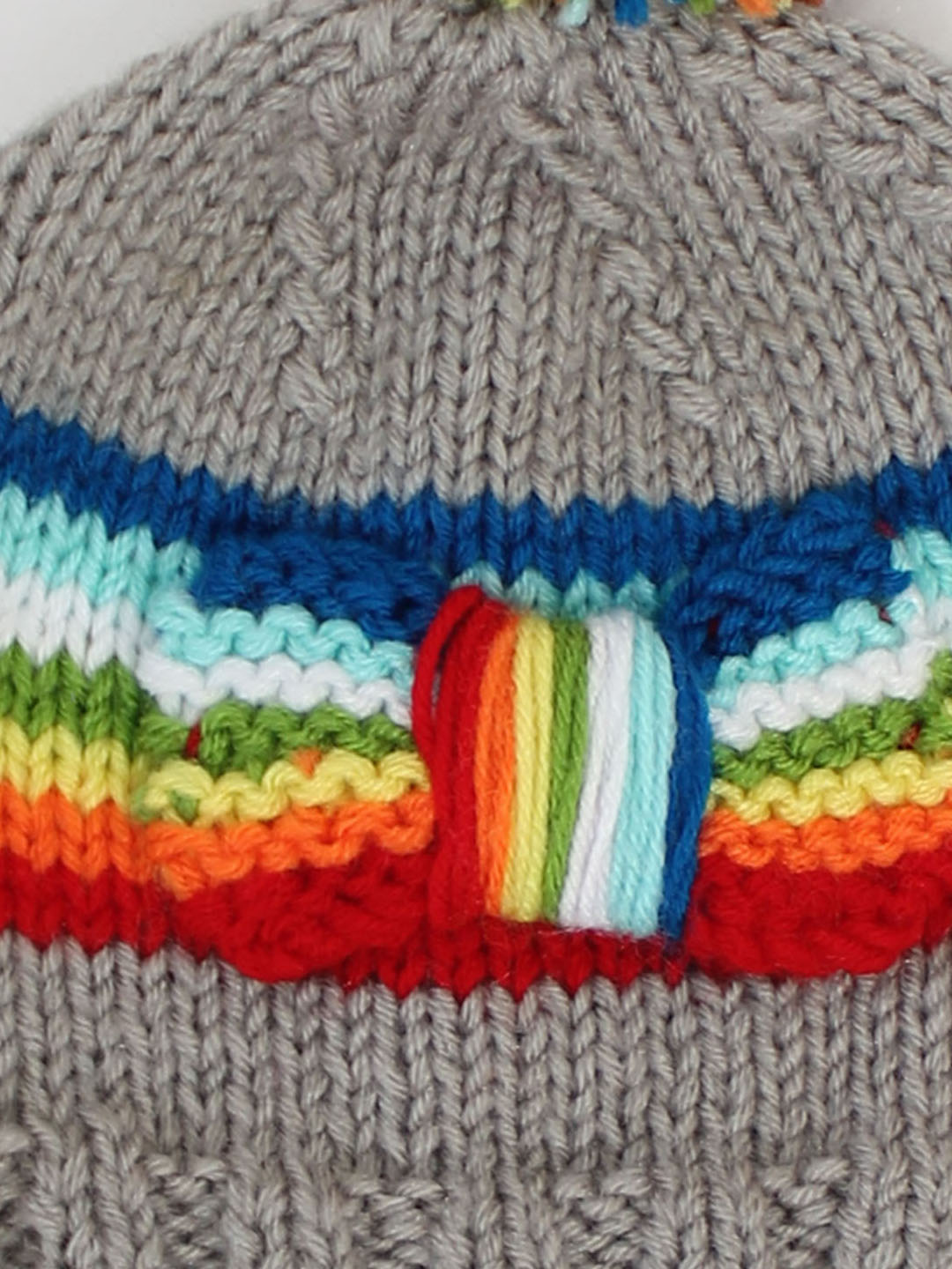 Woonie Handknitted Rainbow Woolen Cap for Infants - Grey