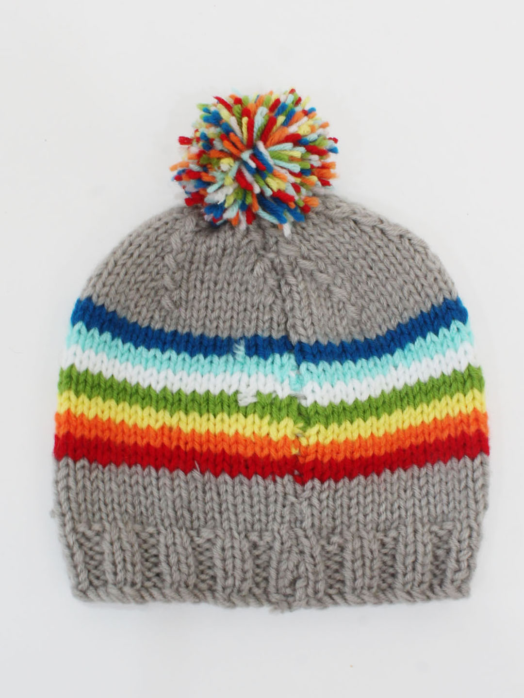 Woonie Handknitted Rainbow Woolen Cap for Infants - Grey