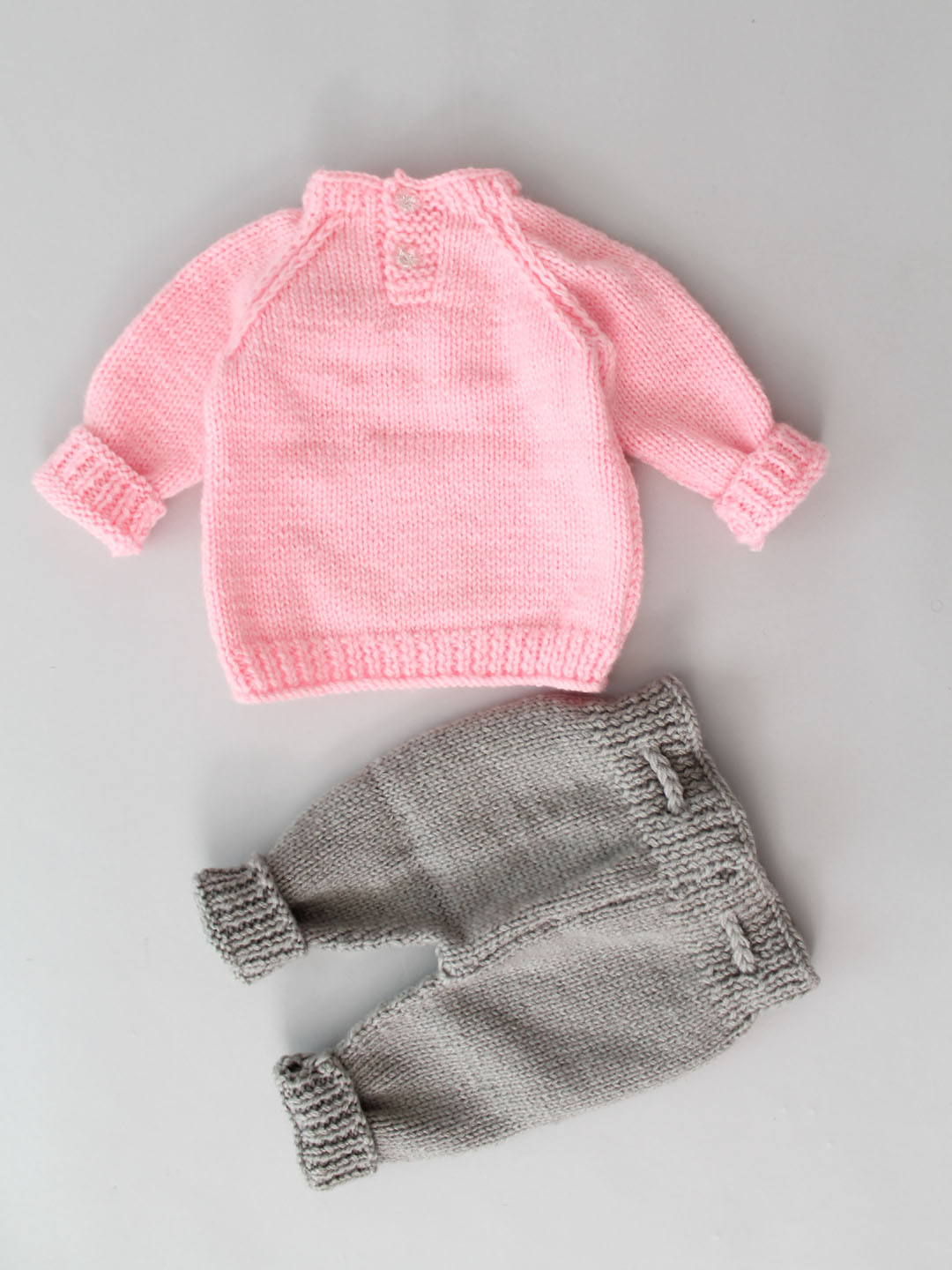 Woonie Handknitted Teddy Face Infant Sweater Set - Pink