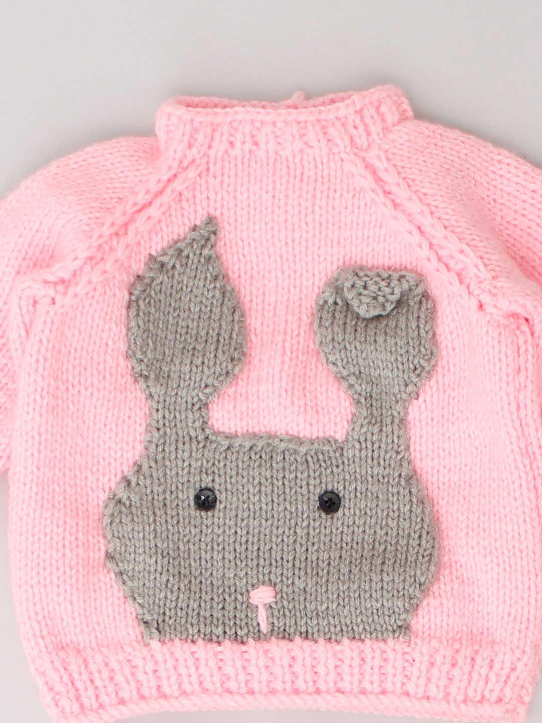 Woonie Handknitted Teddy Face Infant Sweater Set - Pink