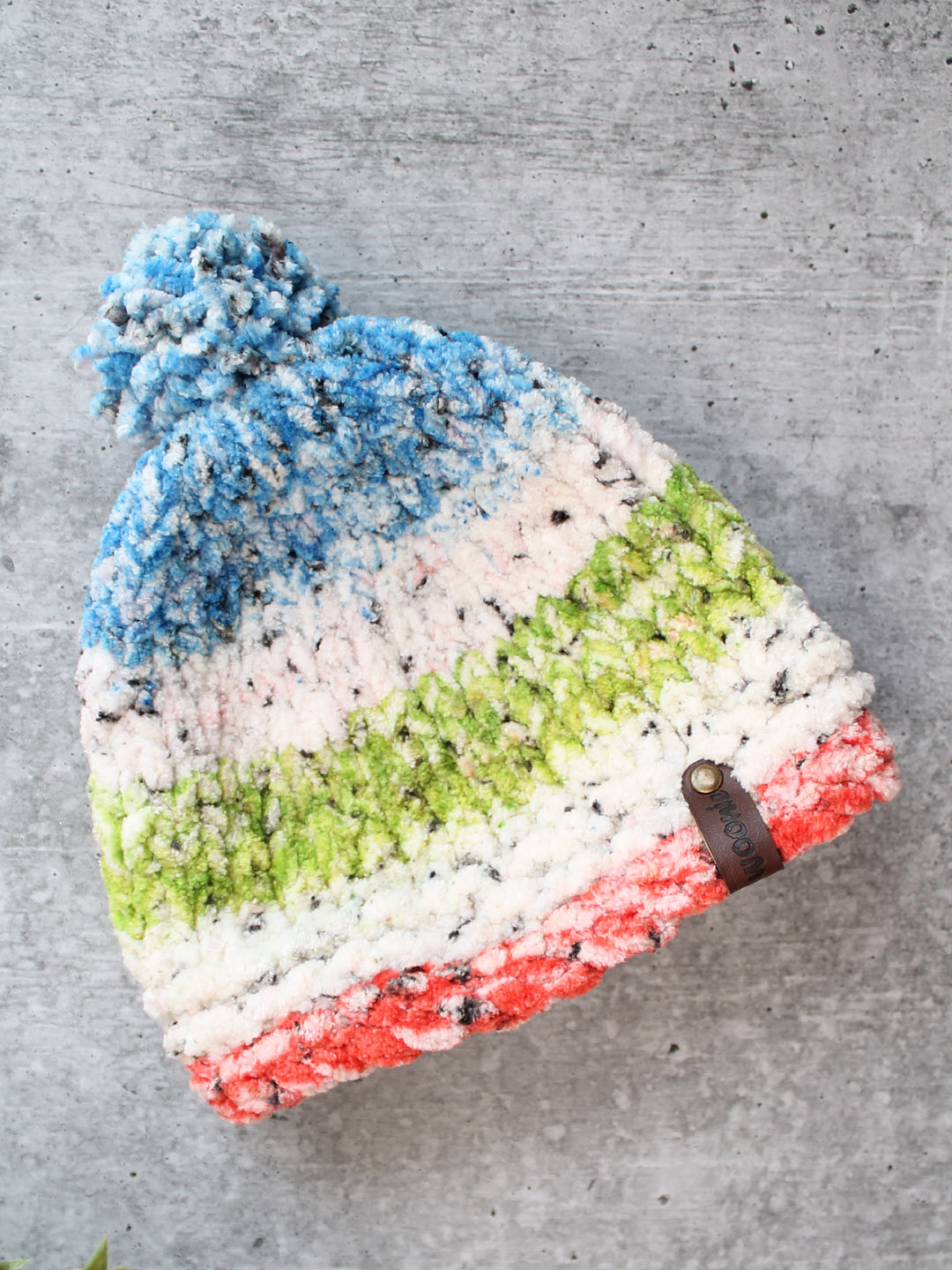 Woonie Handknitted Velvet Yarn Winter Beanie - Multi