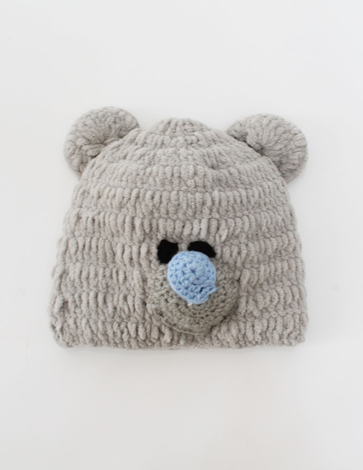 Woonie Handmade Bear Face Crochet Cap with Muffler - Grey