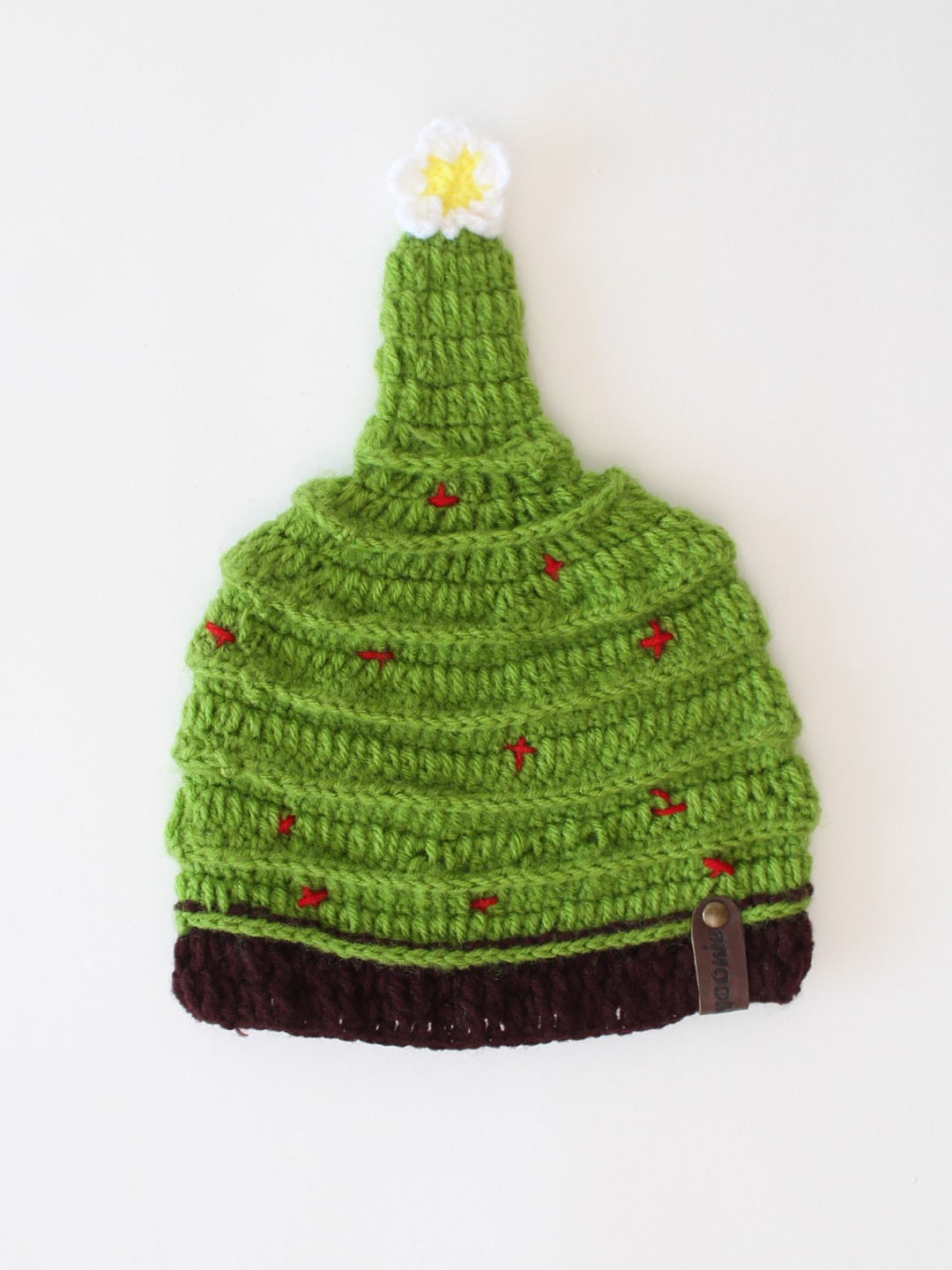 Woonie Handmade Christmas Tree Design Crochet Hat - Green