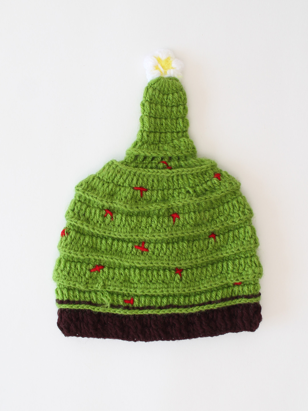 Woonie Handmade Christmas Tree Design Crochet Hat - Green