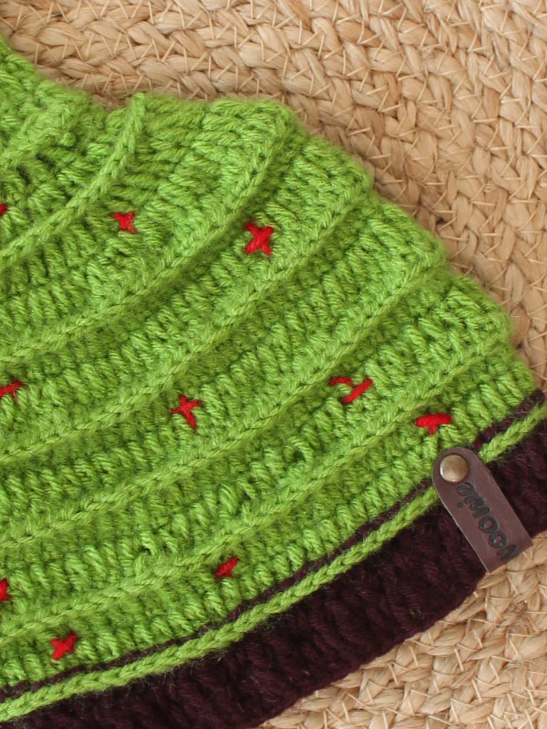 Woonie Handmade Christmas Tree Design Crochet Hat - Green