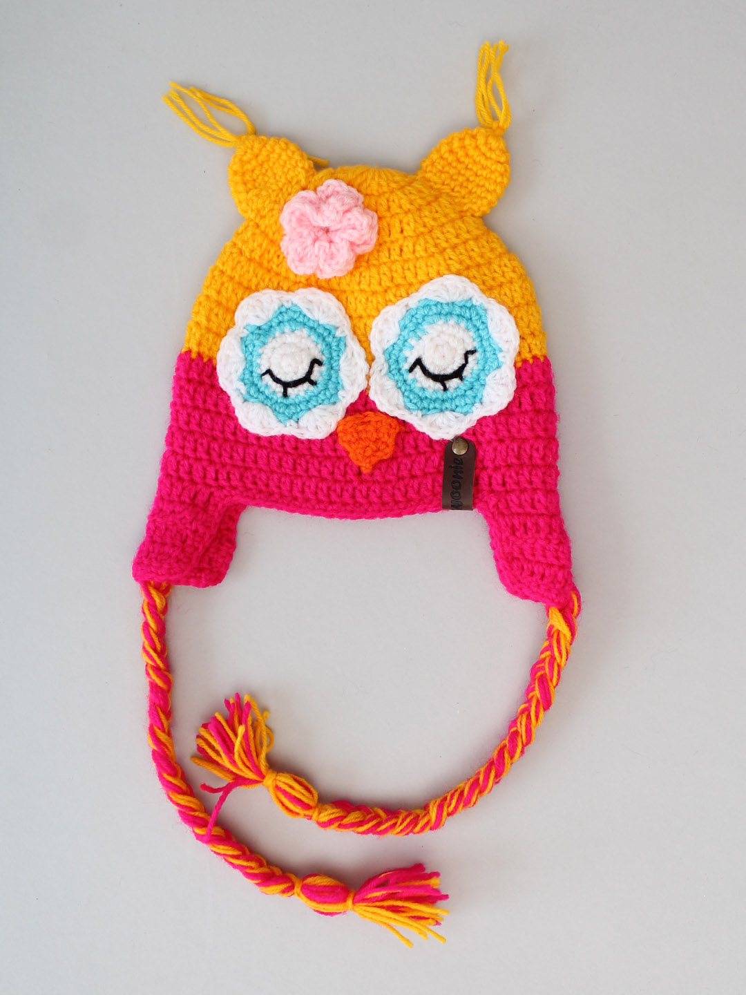 Woonie Handmade Crochet Bird Beanie for Newborn - Magenta