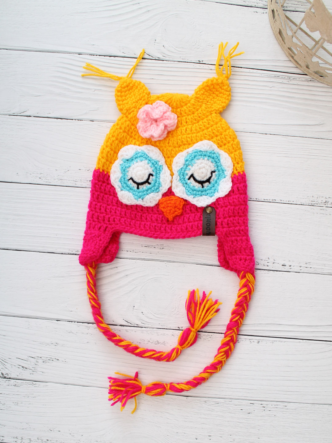 Woonie Handmade Crochet Bird Beanie for Newborn - Magenta