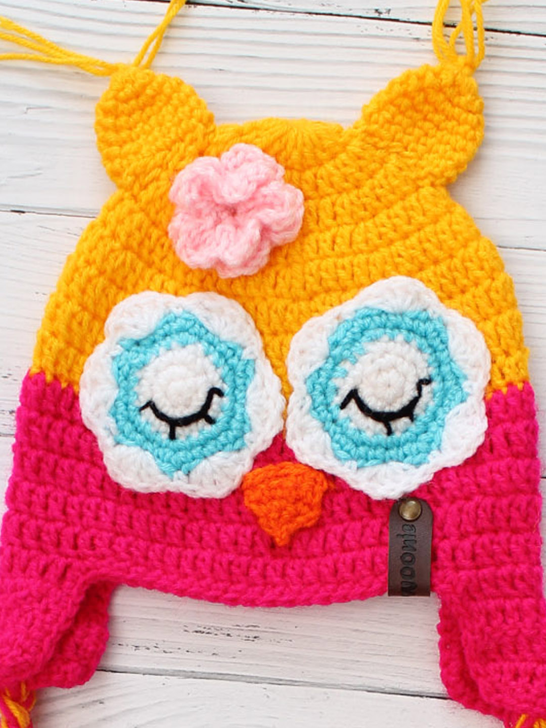 Woonie Handmade Crochet Bird Beanie for Newborn - Magenta