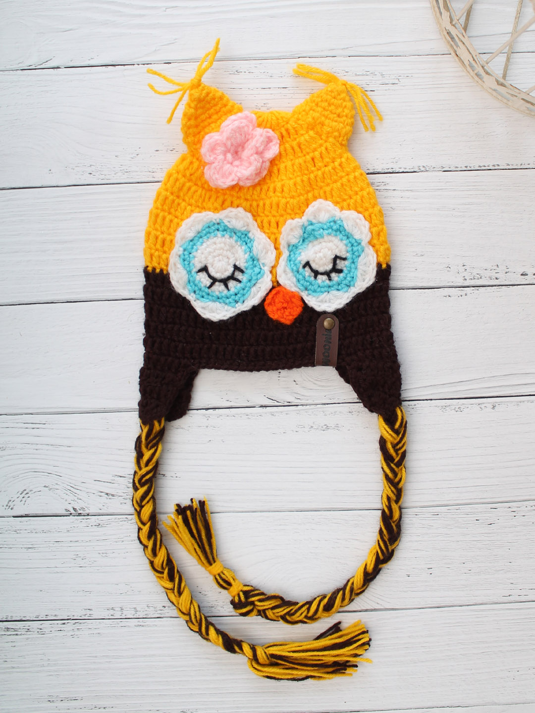 Woonie Handmade Crochet Bird Beanie for Newborn - Yellow
